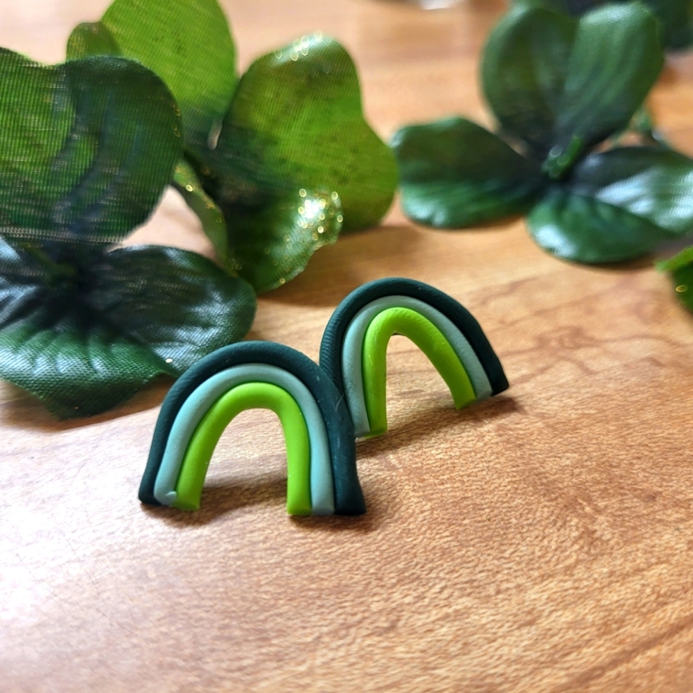 Green Rainbow Earrings